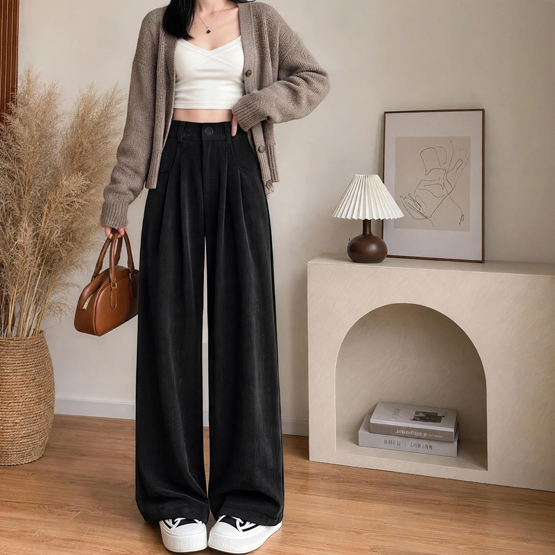 Damen-Cordhose, gerade geschnitten, Herbst