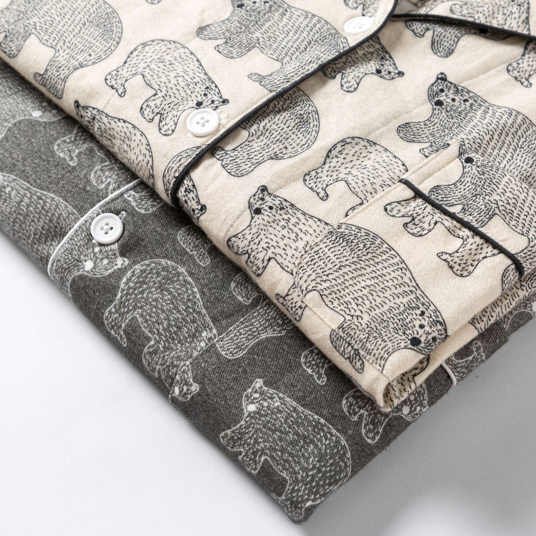 Bären-Print Flanell-Hausanzug für Paare, Baumwolle