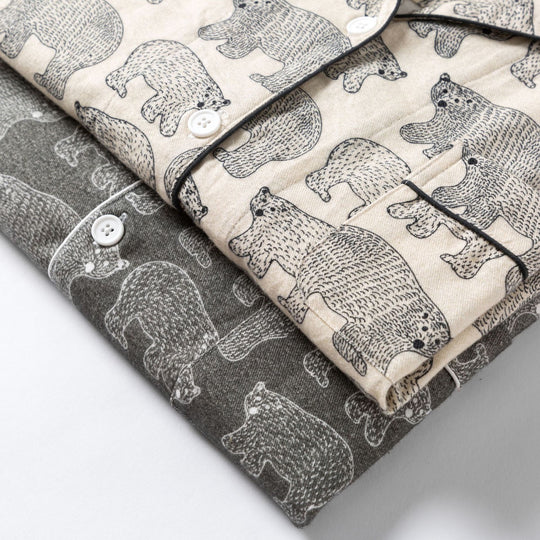 Bären-Print Flanell-Hausanzug für Paare, Baumwolle