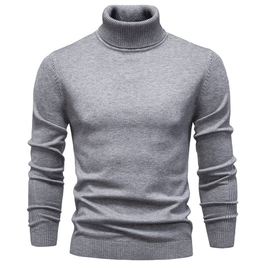 Herren-Rollkragenpullover, einfarbig, lässig