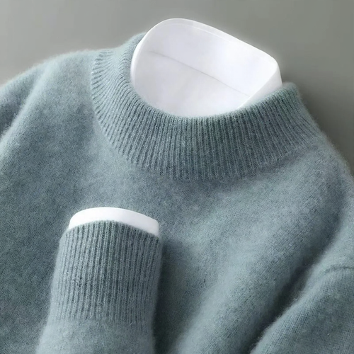 Herren-Pullover mit Stehkragen aus 100% Wolle