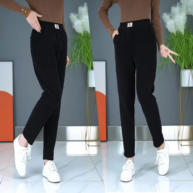 Damen-Freizeithose, Cord, gefüttert, weiter Schnitt