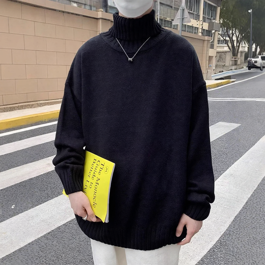 Herren-Rollkragenpullover, locker geschnitten, Retro-Stil