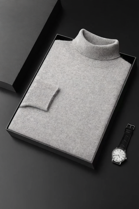 Herren-Rollkragenpullover aus Kaschmir, schlicht und elegant