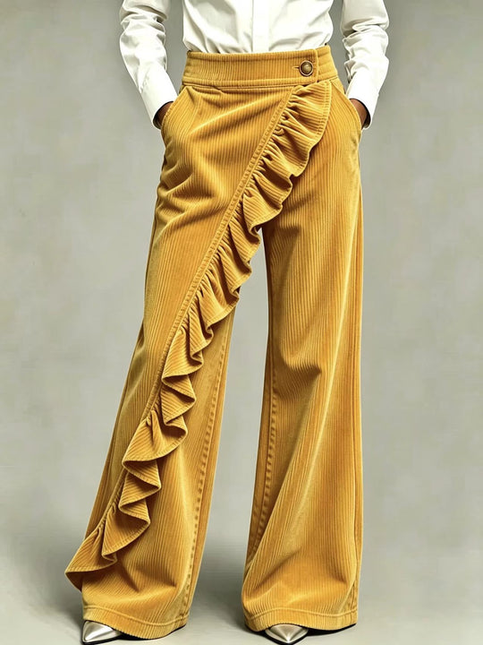 Damen-Cordhose mit Schlag und hohem Bund