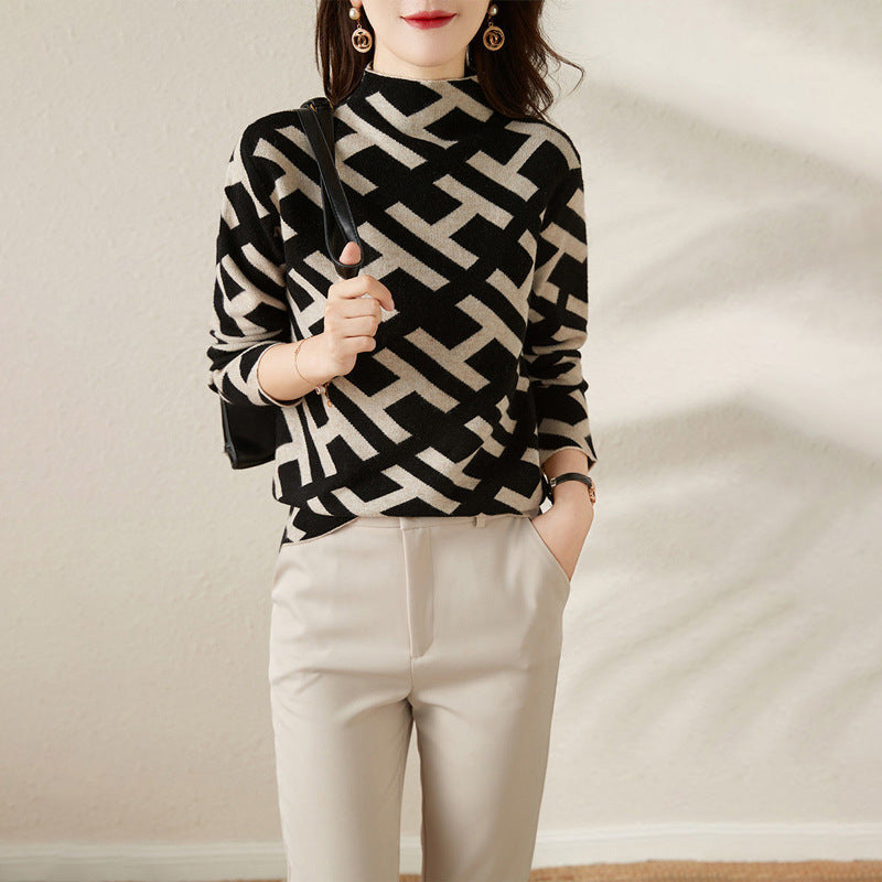 Damen-Strickpullover mit Buchstaben-Muster