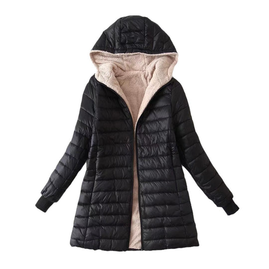Gefütterte Kapuzenjacke mit Lammfleece-Innenfutter
