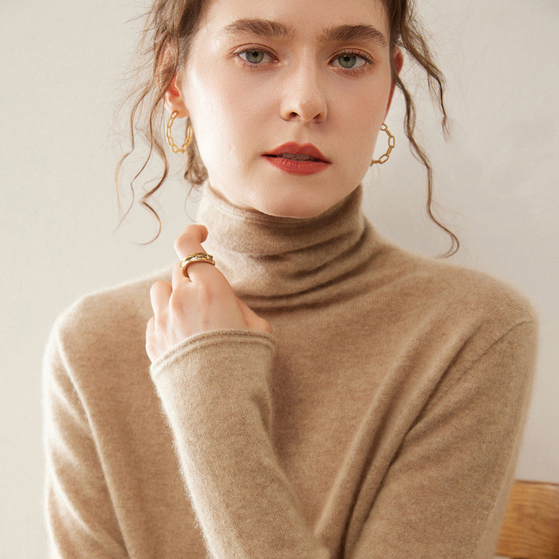 Damen-Kaschmir-Unterziehshirt, Stehkragen, weich