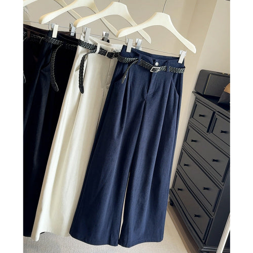 Damen-Cordhose mit weitem Bein und hohem Bund