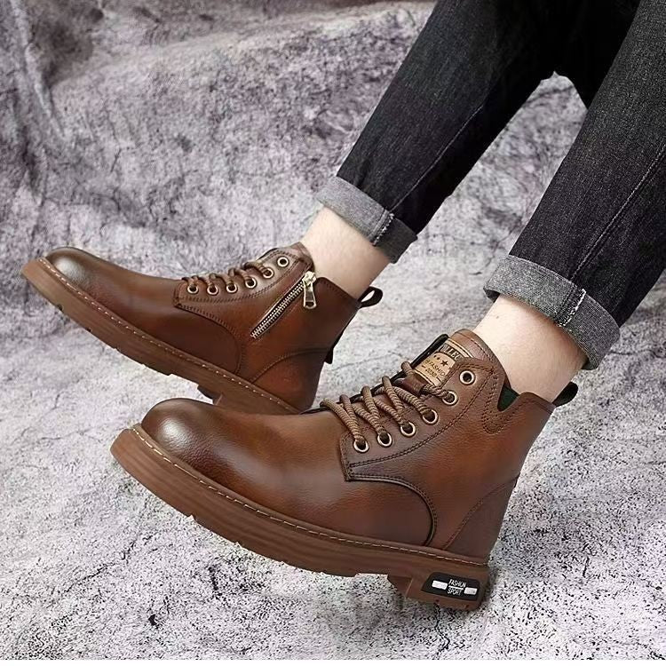 Herren-Stiefel, leicht, Vintage-Stil, Schnürstiefel