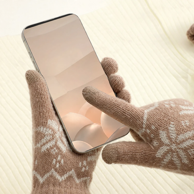 Winter Strick-Set: Touchscreen-Handschuhe, Mütze und Schal