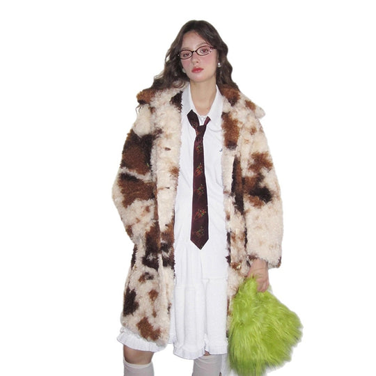 Langer Kunstpelzmantel im Retro-Stil für Damen