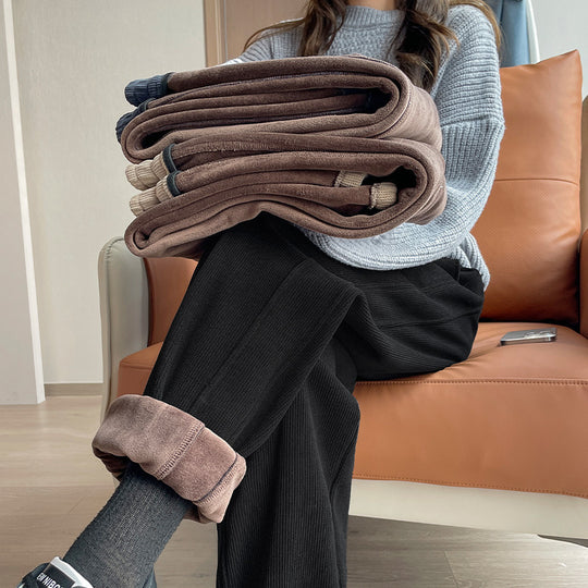 Damen-Cordhose, gefüttert, lässiger Schnitt