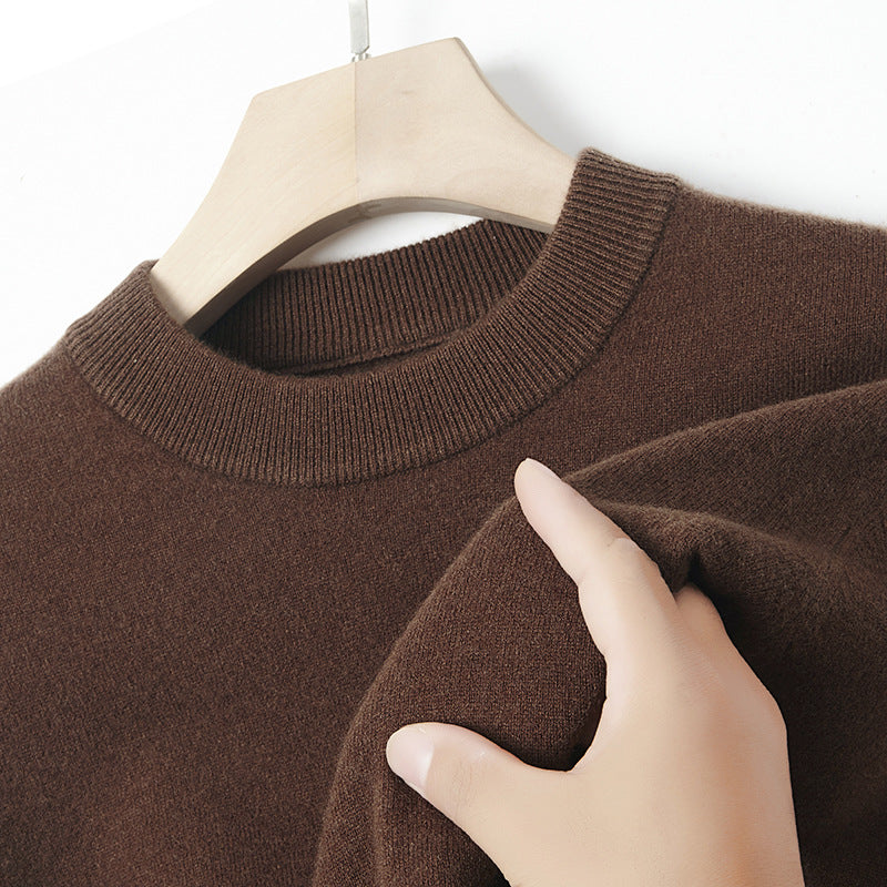 Herren-Kaschmirpullover, Rundhals, einfarbig