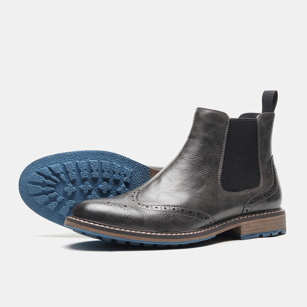 Herren Chelsea-Stiefel, Brogue-Design, atmungsaktiv