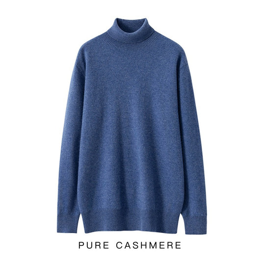 Herren-Rollkragenpullover aus reiner Wolle, Strick