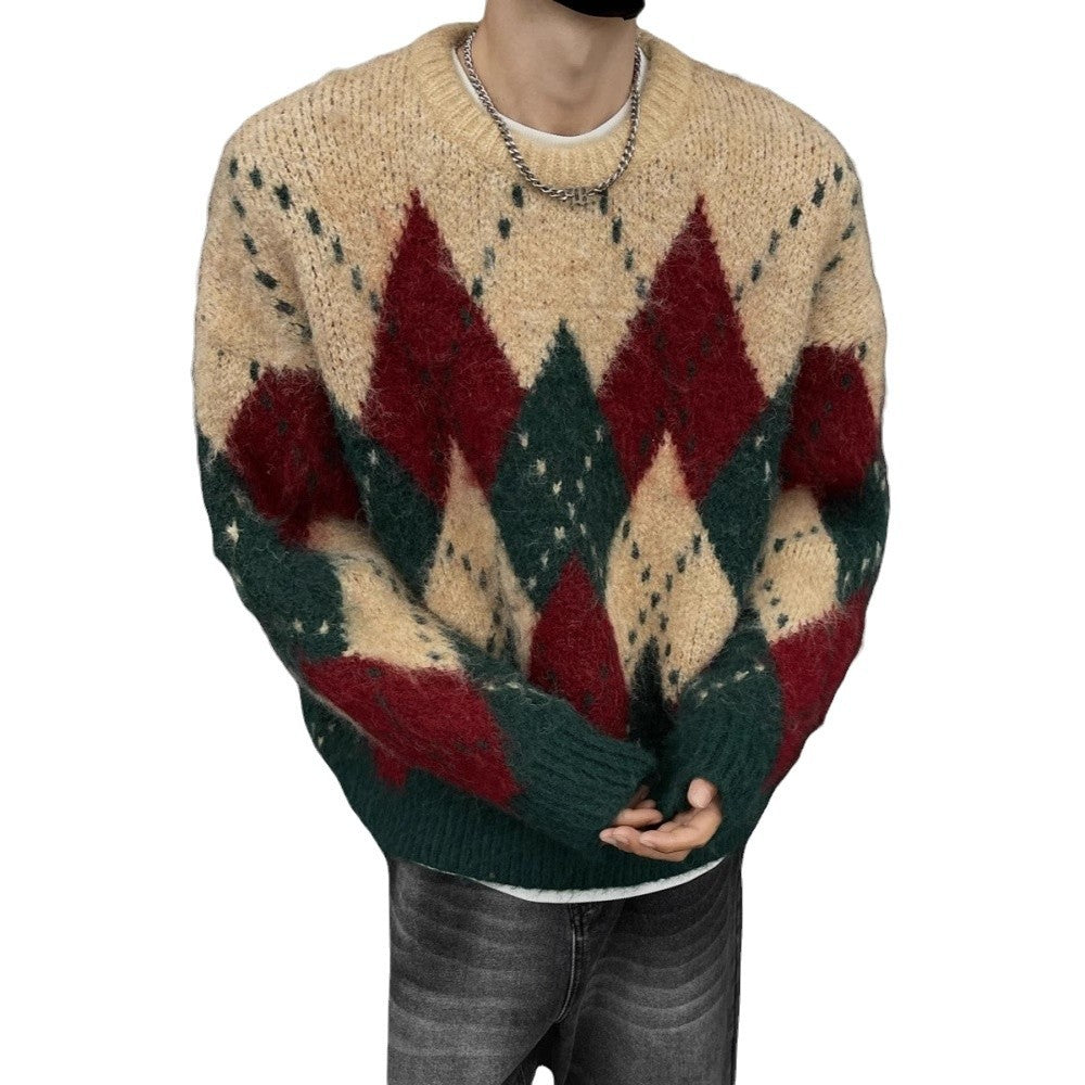 Herren-Strickpullover mit Rautenmuster