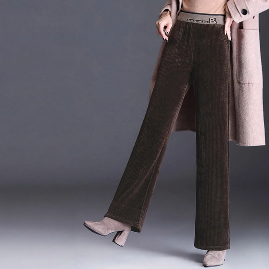 Gefütterte Damen-Cordhose mit hohem Bund
