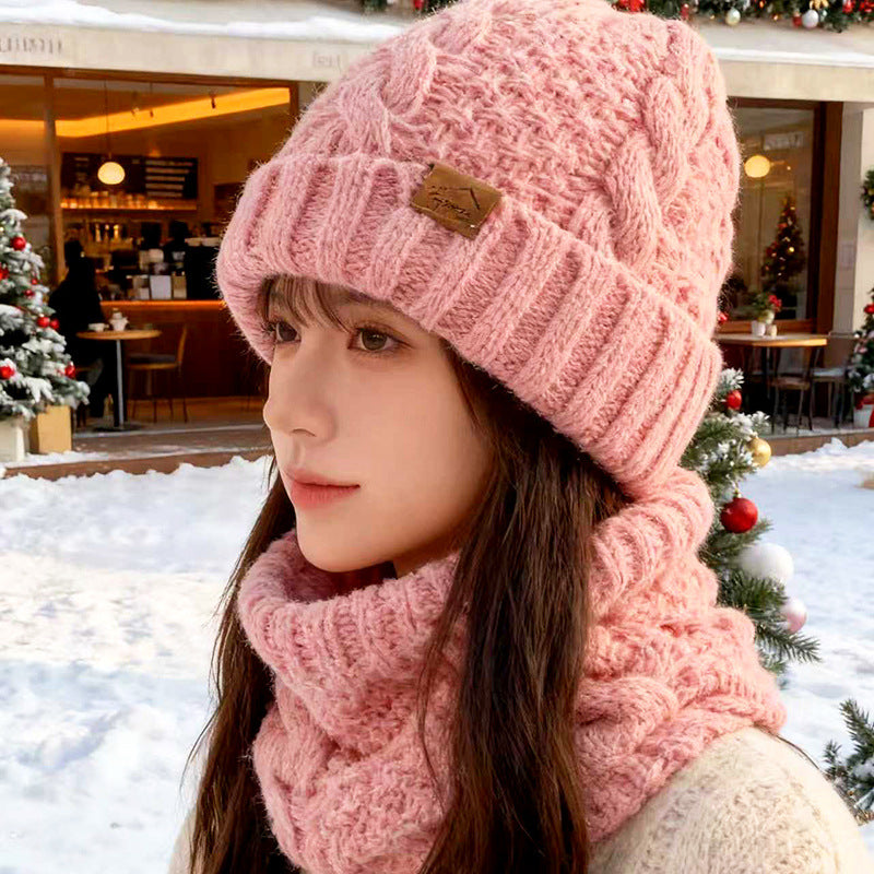 Strickmütze mit Schal Set, gefüttert, mit Ohrenschutz