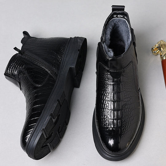 Elegante Herren-Lederstiefel, gefüttert