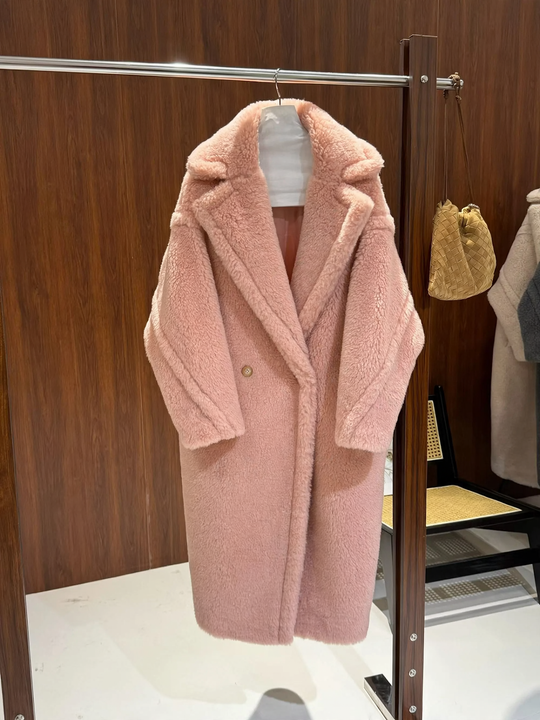 Damen-Teddy-Mantel, mittellang, lockere Passform