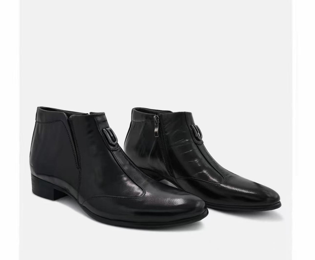 Herren-Chelsea-Stiefel aus Leder, spitz zulaufend, mit Reißverschluss