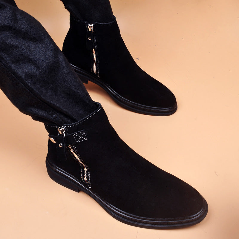 Herren-Lederstiefel, gefüttert, im britischen Stil