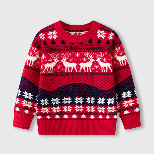 Weihnachtspullover mit Rentier-Jacquardmuster