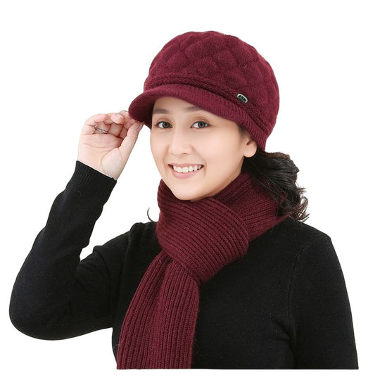 Winter-Set: Strick-Baskenmütze und Schal für Damen