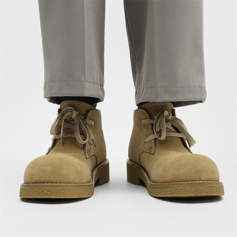 Herren-Derbyschuhe, Wildleder, Plateau, Schnürstiefel
