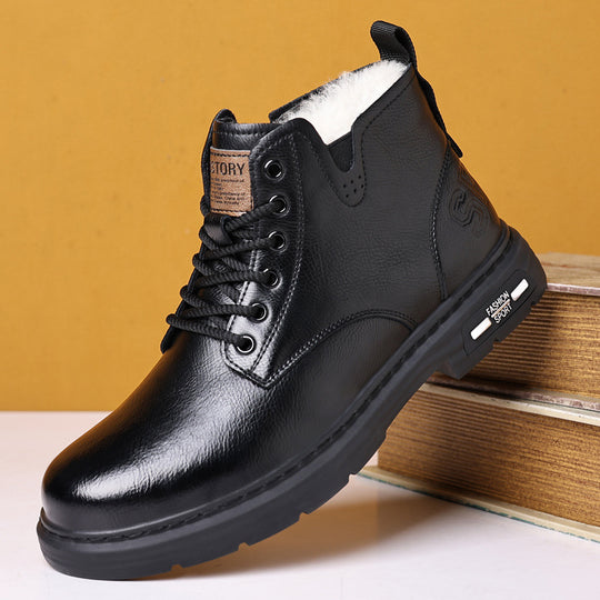Herren-Winterstiefel, Leder, gefüttert, rutschfest, 6627