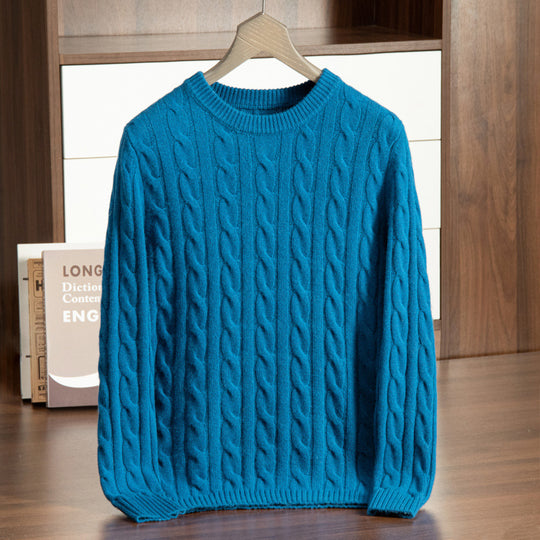Herren-Kaschmirpullover mit Stehkragen und Jacquard-Muster