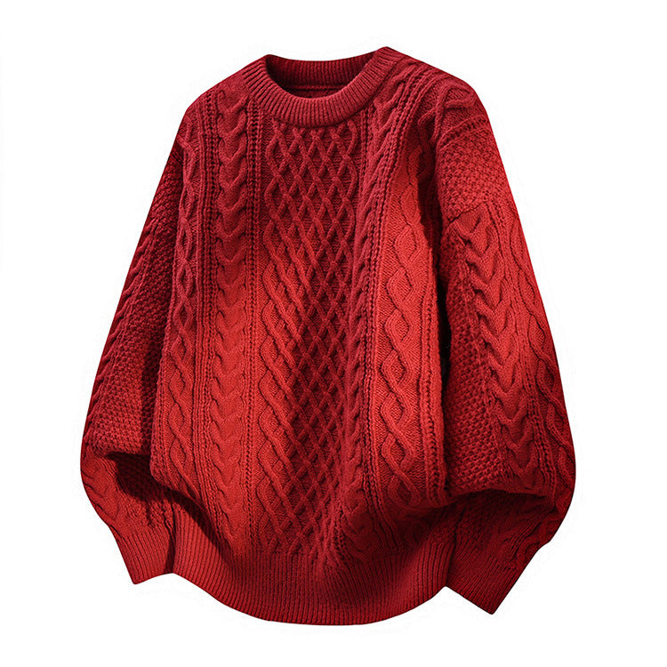 Herren-Strickpullover mit Zopfmuster