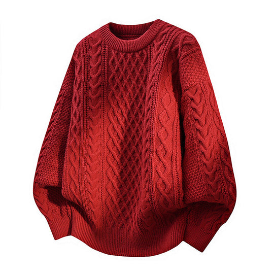 Herren-Strickpullover mit Zopfmuster