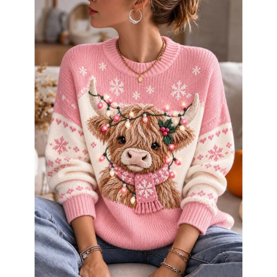 Damen-Weihnachtspullover mit 3D-Druck