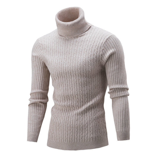 Herren-Strickpullover mit Rollkragen und Zopfmuster