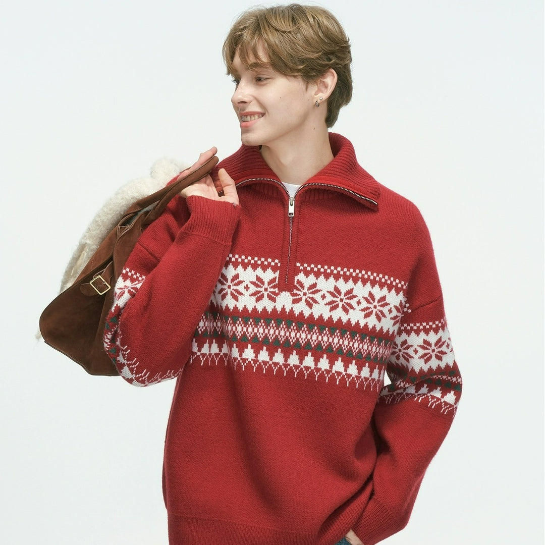 Unisex-Weihnachtspullover mit Reißverschluss