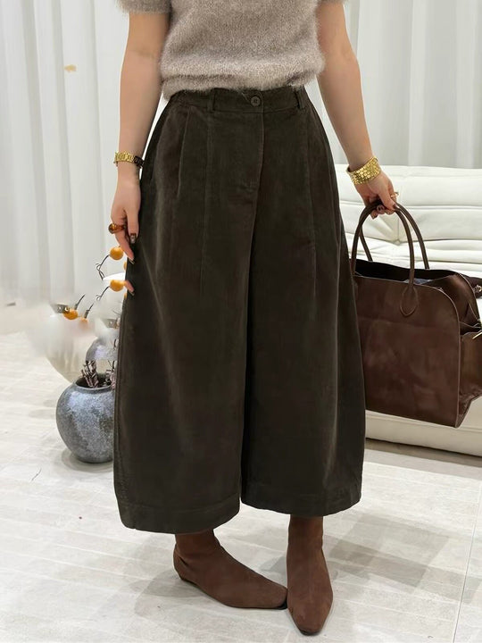 Kord-Hosen mit weitem Bein, High-Waist, Herbst/Winter