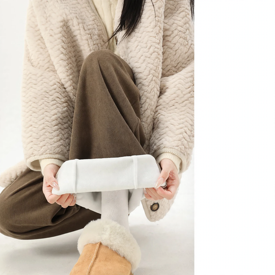 Damen-Cordhose, gefüttert, weit geschnitten, braun