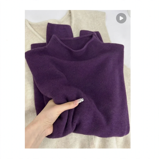 Damen-Strickpullover mit Stehkragen, einfarbig