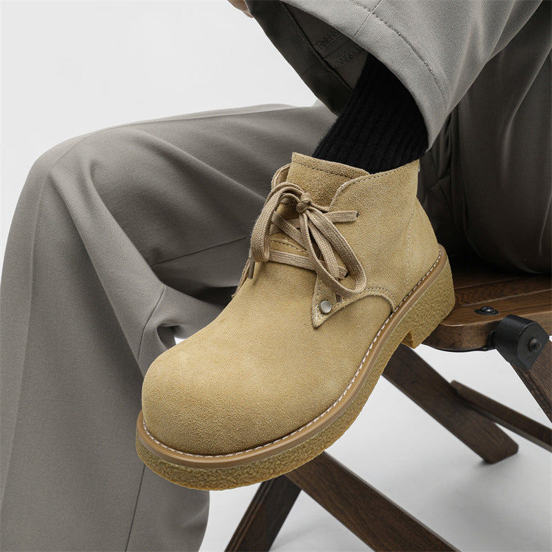 Herren-Derbyschuhe, Wildleder, Plateau, Schnürstiefel