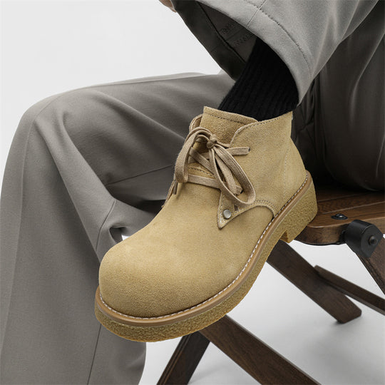 Herren-Derbyschuhe, Wildleder, Plateau, Schnürstiefel