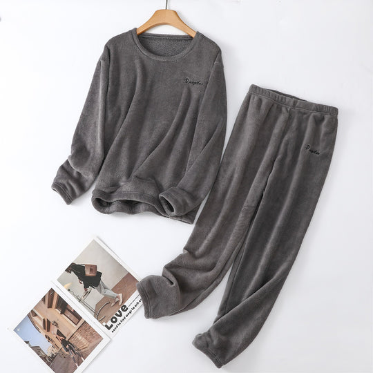Damen-Schlafanzug aus Korallenfleece, warm, lockere Passform