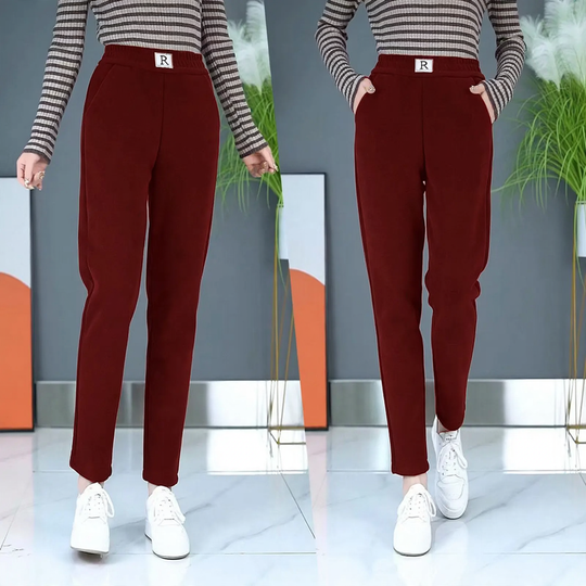Damen-Freizeithose, Cord, gefüttert, weiter Schnitt