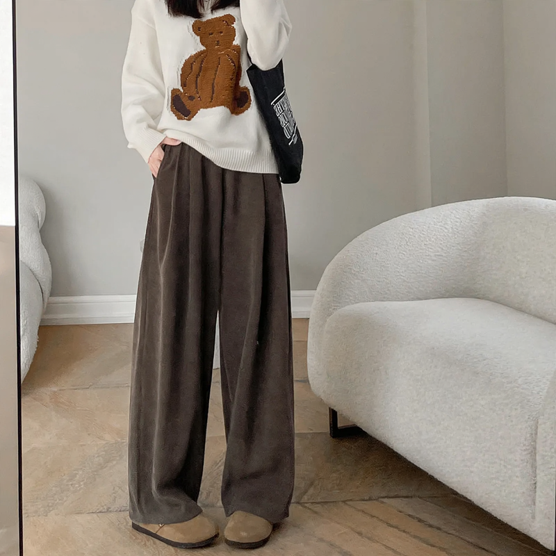 Damen-Cordhose mit weitem Bein und geradem Schnitt