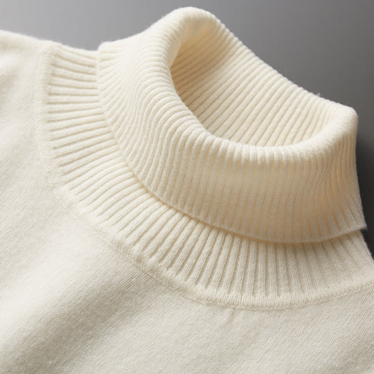 Herren-Rollkragenpullover, einfarbig, langärmelig, Strick