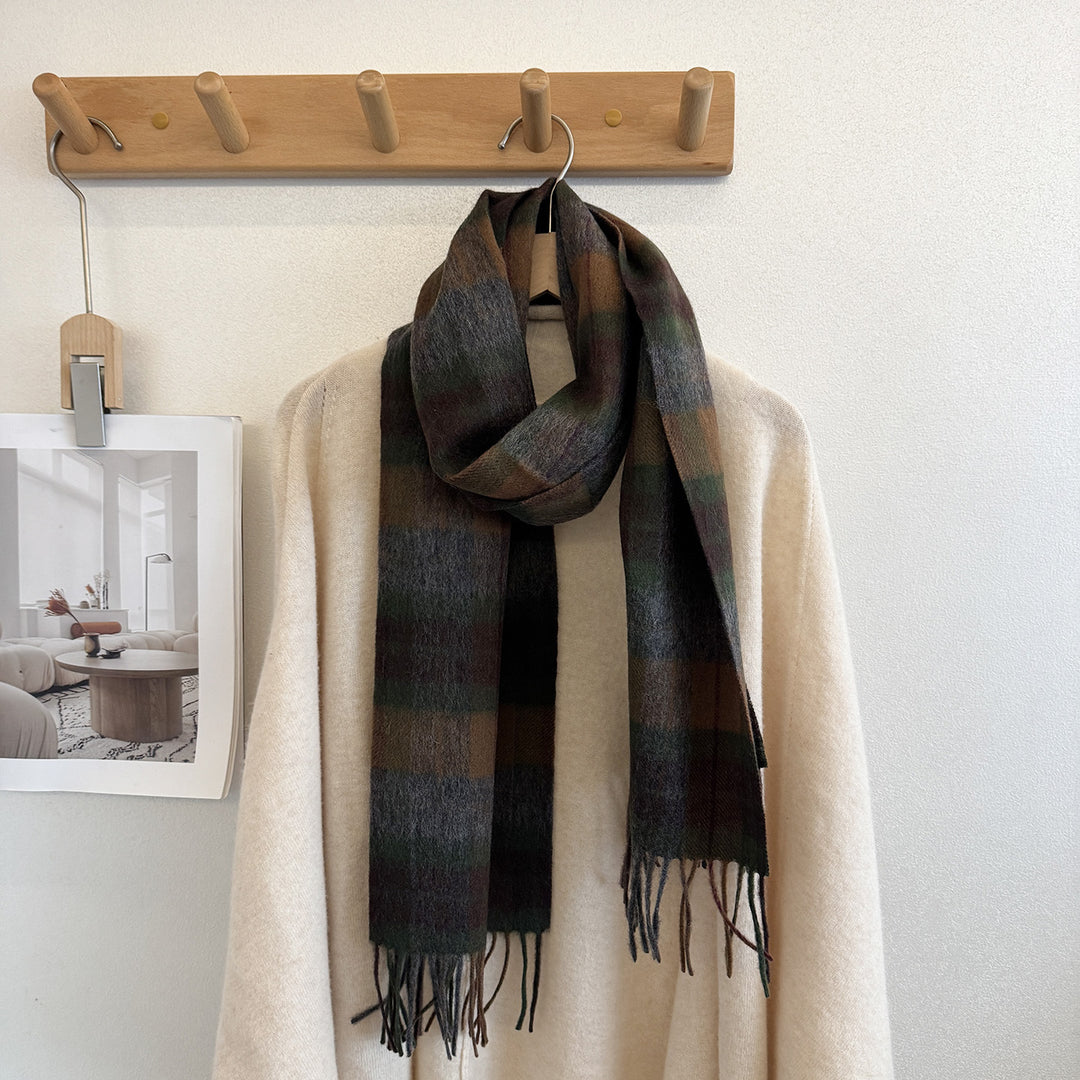 Wollschal mit Karomuster, 100% Wolle, 165x30 cm