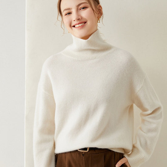 Lockerer Damen-Strickpullover mit Rollkragen
