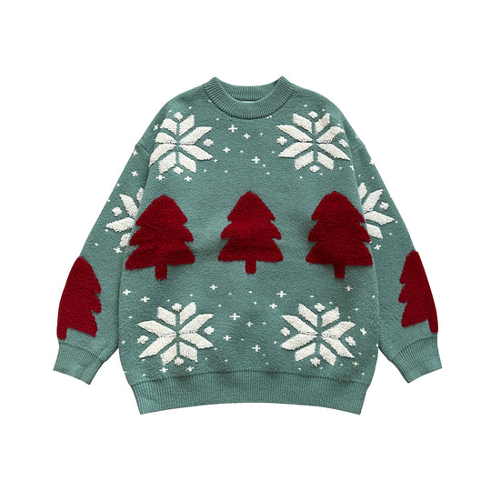 Weihnachtspullover mit Rentier-Motiv im Oversize-Look