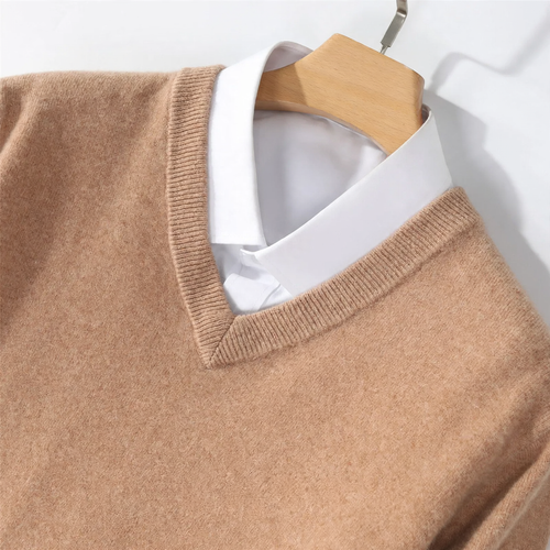 Herren-Wollpullover mit V-Ausschnitt